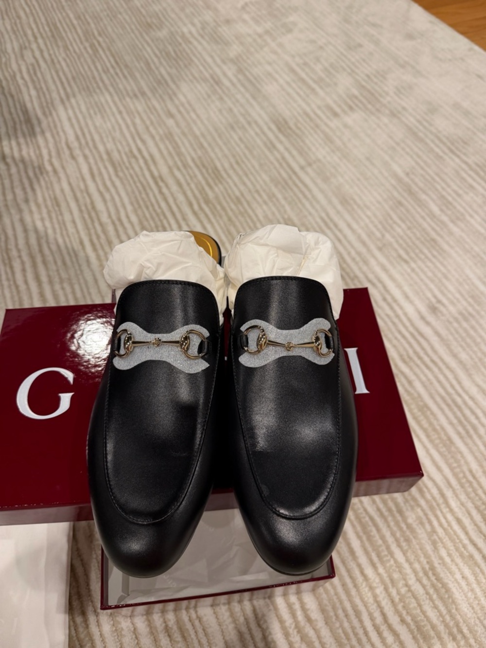 Gucci Black Leather Women’s Horsebit Loafers / slippers